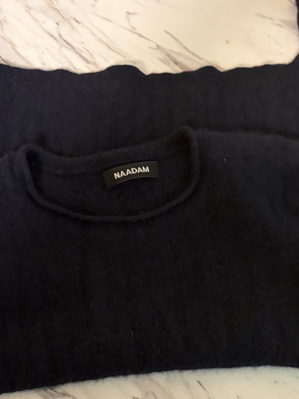 NAADAM 100% Cashmere Ribbed Crewneck Sweater Navy Blue - Size Small